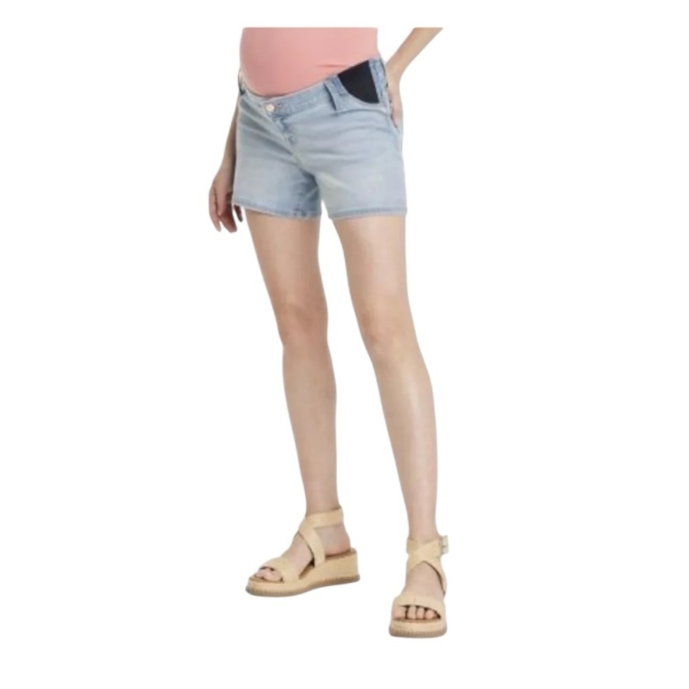 NEW Isabel Maternity by Ingrid & Isabel Midi Shorts Side Panel Blue Size 6